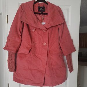 ONLY TRUTH Coat - Coral Color in Size Small Wool Blend